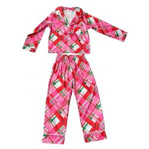 NEW TWEENSTYLE girl's holiday plaid loungewear set in pink